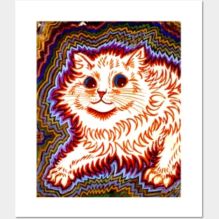 Cat : A Louis Wain abstract psychedelic Art Print Posters and Art